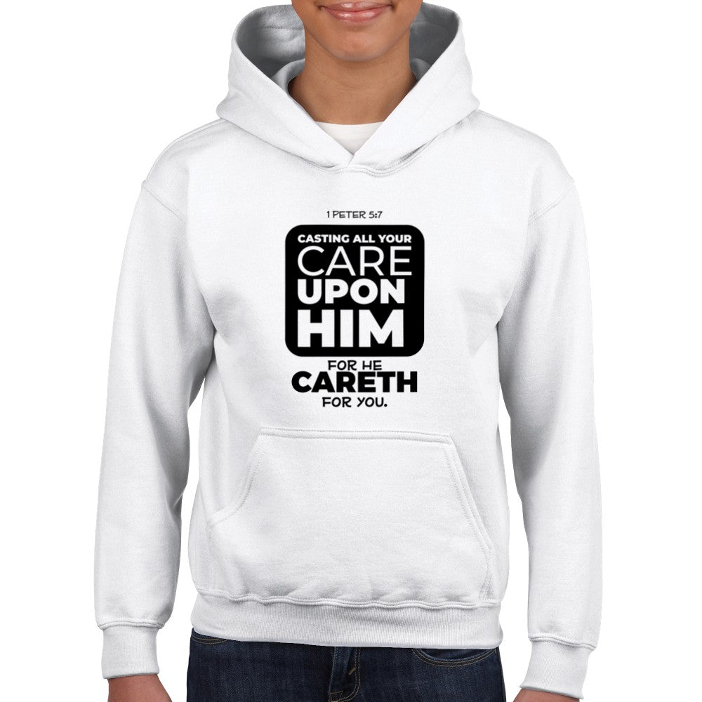 Cast all your cares upon Him Kids Hoodie
