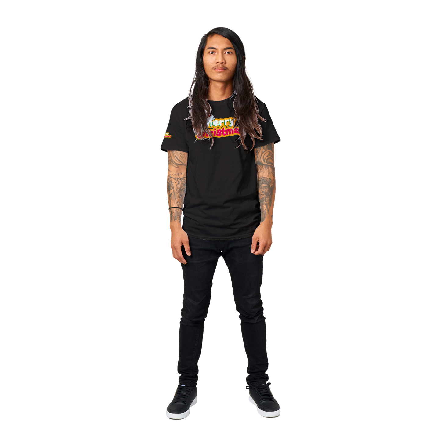 Santa's Merry Christmas T-shirt with right sleeve print