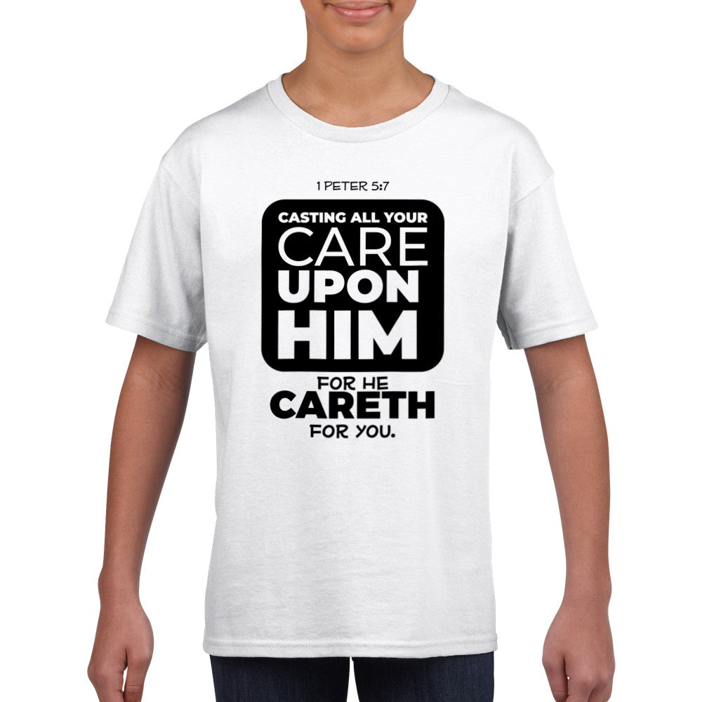 Casting all your cares upon him kids t-shirt