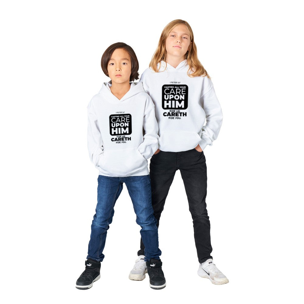 Cast all your cares upon Him Kids Hoodie