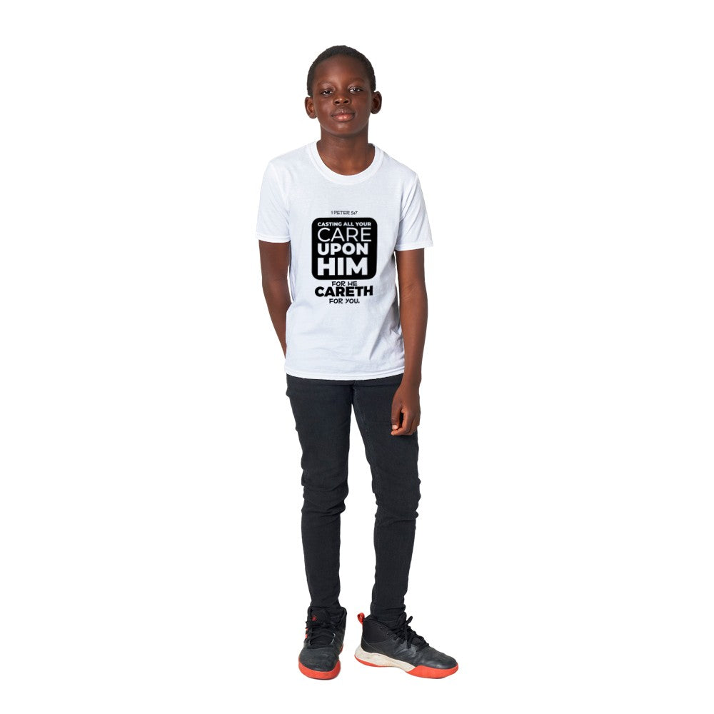 Casting all your cares upon him kids t-shirt