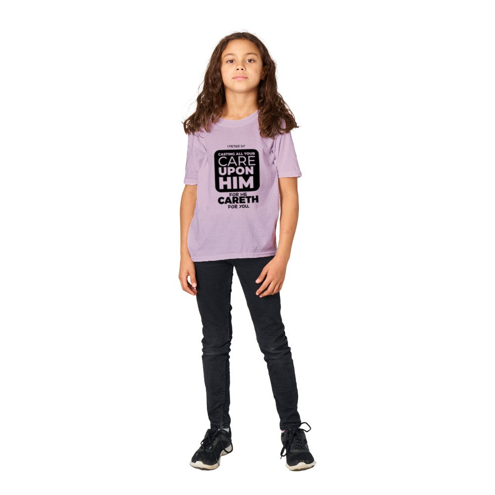 Casting all your cares upon him kids t-shirt