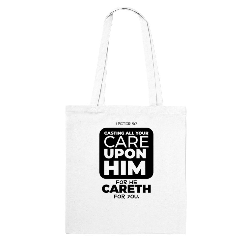 Cast all your cares upon Him Tote Bag