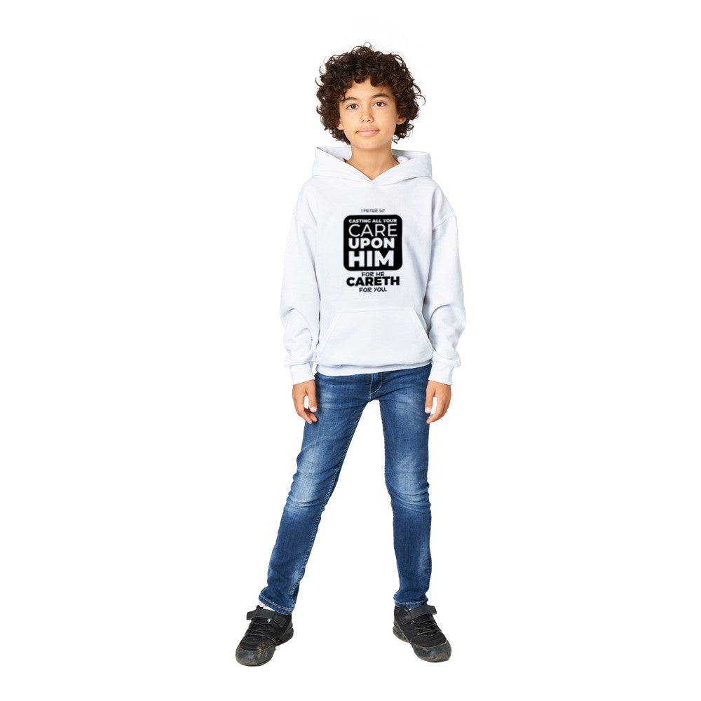 Cast all your cares upon Him Kids Hoodie